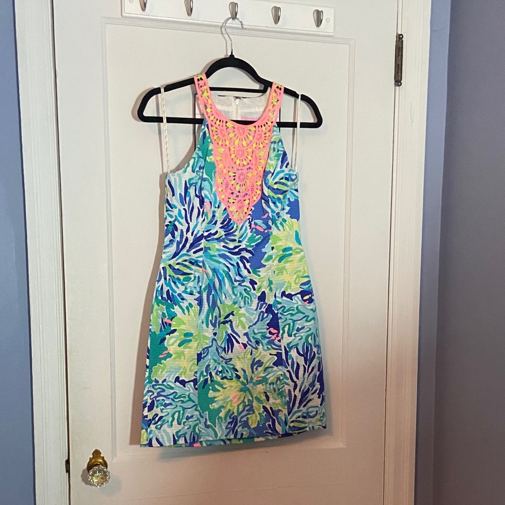 Lilly Pulitzer Tropical Blue and Pink Mini Dress